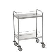 Guéridon de soin inox 2 plateaux avec galeries 75 x 50 cm