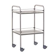 Guéridon inox 70x50x80 cm- 2 plateaux amovibles