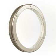 Hublot de porte métal rond nickelé mat - grand modèle