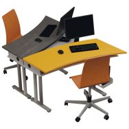 Ilot travail 2 postes vis-à-vis 1 anthracite/1 jaune - Aeris