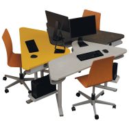 Ilot travail 3 postes gris/jaune /anthracite-Triangolo