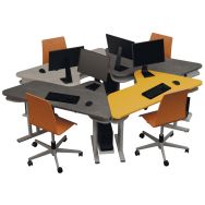Ilot travail 4 postes gris/jaune / 2 anthracite -Triangolo