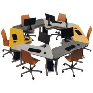 Ilot travail 6 postes 2 gris/2 jaune /2 anthracite -Triangolo