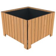 Jardinière FLORIM carrée sur pieds teck effet lames - Buton Design