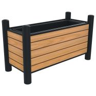 Jardinière LALI rectangle teck effet lames/métal - Buton Design