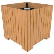 Jardinière STOPY bélier béton métal/teck effet lames - Buton Design