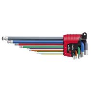 Jeu 9 clés mâles 6 pans colorées tête sphérique MagicRing