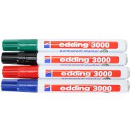 Jeu de 4 marqueurs permanents Edding 3000 assortis