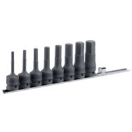 Jeu de 8 douilles impact 1/2'' 6 pans métriques sur rack