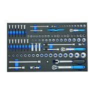 Jeu de douilles 1/4''-3/8''-1/2'' dans le module Check-Tool, 91 pcs