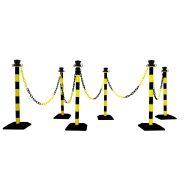 Kit 6 poteaux ABS monobloc avec chaine Noir/jaune 10m