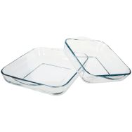 Kit de 2 plats carrés 22 et 28 cm en verre