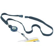 Lacet textile avec enrouleur et attache mousqueton - Noir