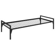 Lit CHATEL tête 1 traverse 90x200cm sommier treillis noir
