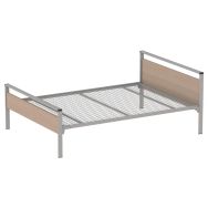 Lit Cubik 140x200 cm gris sommier treillis - Mobidecor