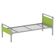 Lit Cubik 80x200 cm gris sommier treillis - Mobidecor
