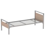 Lit Cubik 90x190 cm gris sommier treillis - Mobidecor