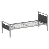 Lit Cubik 90x200 cm gris sommier treillis - Mobidecor