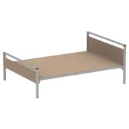 Lit Cubik gris sommier aggloméré 140 x 200 cm tête/pied praliné