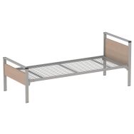 Lit Cubik gris sommier treillis 80 X 190 cm tête/pied chêne de Hongrie