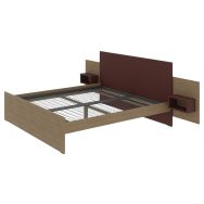 Lit EDY tête chevets intégrés sommier treillis - Enond Mobilier