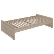 Lit Edy dosseret tête/pied acacia 90x200cm sommier lattes rigides