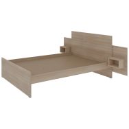 Lit Edy tête panneau 2 chevets sommier aggloméré - Enond Mobilier