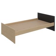 Lit Edy tête/pied gris/chêne 90x200cm sommier agglo
