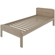 Lit JEFF tête/pied hêtre/acacia 90 x 200 cm sommier lattes rigides