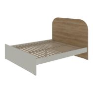 Lit OLERON 140x190cm sommier lattes chêne /blanc-Enond Mobilier