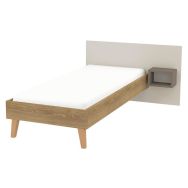 Lit Silphy 1 chevet niche taupe 90x190 cm sommier à lattes
