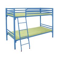 Lit superposés métal Alba 90x190cm sommier à lattes coloris RAL 5015 Bleu