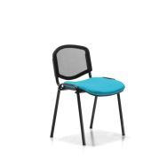 Lot 2 chaises Technic dossier résille pied Noir assise Turquoise