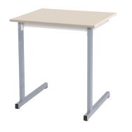 Lot 2 tables Access plateau 70 x 50 cm beige, chants ABS, T6, pieds carrés gris
