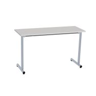 Lot 2 tables fixes Nila II T6, 130x50cm gris,chants contretypés,piétement gris
