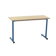 Lot 2 tables fixes Nila II T6,70x50cm beige,chants contretypés,piétement bleu