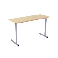 Lot 2 tables fixes Rubi T6, 130 x 50 cm beige, chants alaisés, piétement gris