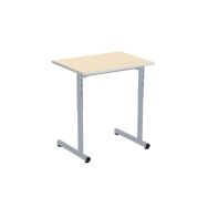 Lot 2 tables réglables 70x50 +2 ch Nila,plateau beige chants contretypés, gris