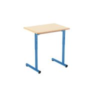 Lot 2 tables réglables 70x50 +2 chaises Nila, plateau beige chants alaisés, bleu