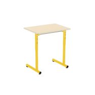 Lot 2 tables réglables Nila II 70x50cm beige chant surmoulé Piétement jaune