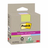 Lot 3 x70feuilles recyclées Post-it Super Sticky 76x76mm clr