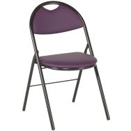 Lot 4 chaises pliantes Clap pieds noir tissu PVC M1 coloris Prune
