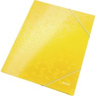 Lot de 10 Chemise 3 rabats en carton pelliculé Leitz Wow jaune