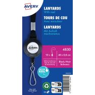 Lot de 10 tours de cou noir avec enrouleur - Avery