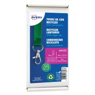 Lot de 10 tours de cou recyclés verts avec mousqueton