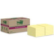 Lot de 12 Notes Super Sticky Recyclées 47,6x47,6 mm 12 blocs jaune
