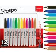 Lot de 12 marqueurs permanent pointe fine assortis