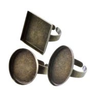 Lot de 15 bagues creuses en bronze à décorer