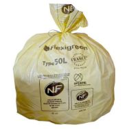 Lot de 250 Sac poubelle recyclable - Déchets plastiques - 110L - Jaune