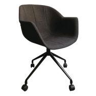 Lot de 2 Fauteuils Gant pied Noir assise tissu polyester Anthracite
